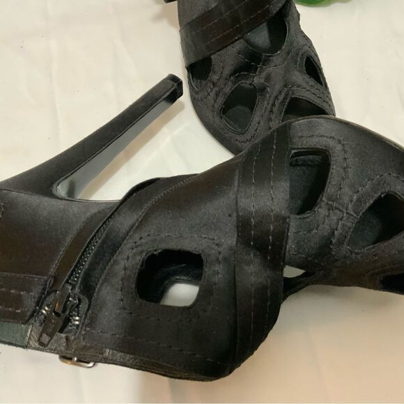 Givenchy Womens Side Zip Stiletto Peep Toe Satin Cut Out Sandals Black Size 40 - Picture 14 of 16